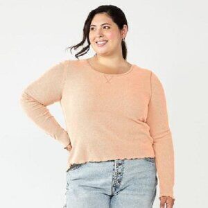 Juniors' Plus Size SO® Basic Thermal Cropped Tee 2X NWT